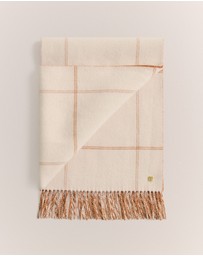 Trenery - Wool Check Reversible Scarf in Marshmallow