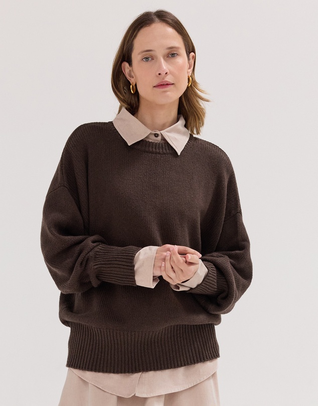 Cloth & Co. - The Billow Sleeve Jumper Brazil Nut