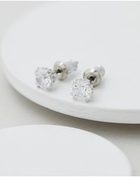 Swarovski - Stilla stud earrings, Round cut, White, Rhodium plated