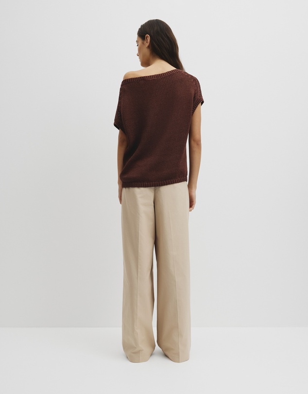 Country Road - Organically Grown Cotton Asymmetric Tape Knit T-shirt