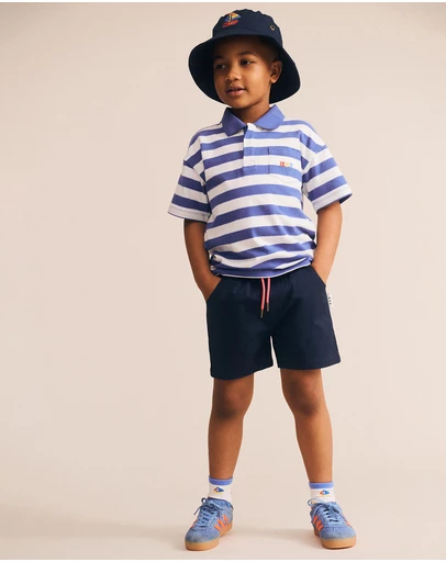 Huxbaby - Paradiso Blue Stripe Polo - ICONIC EXCLUSIVE - Babies-Kids