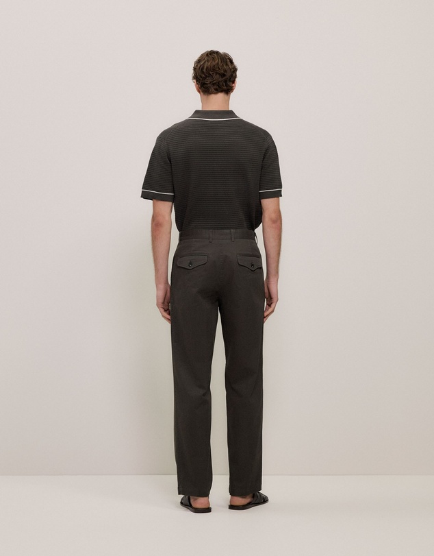 Trenery - Cotton Twill Tailored Pant in Dark Olive