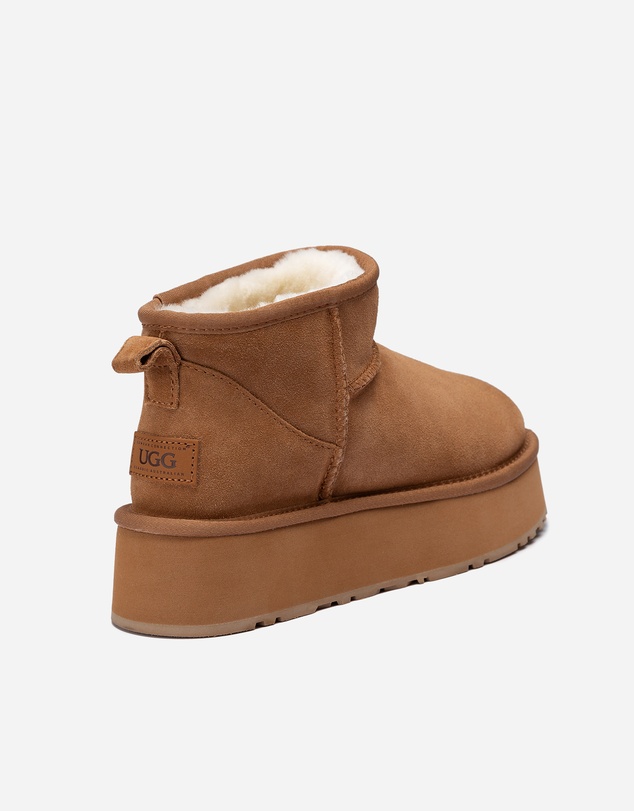 Ozwear Connection Uggs - Ugg Classic Platform Knit Logo Ultra Mini Boots (Water Resistant)(4cm)