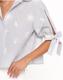 Petal & Pup - Floriana Tie Sleeve Shirt - Blue Stripe