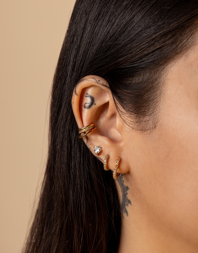 Wanderlust + Co - Double Pave Gold 9mm Ear Cuff
