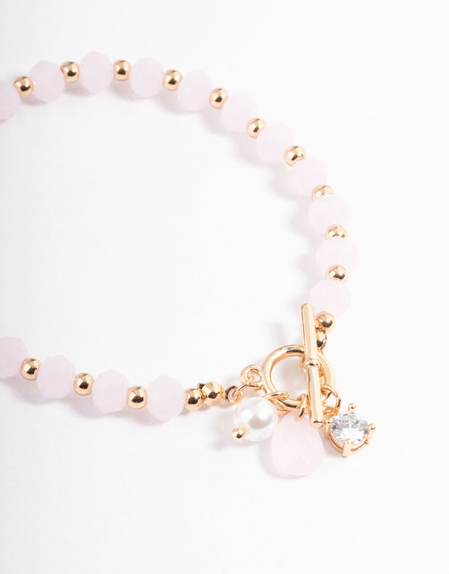 Lovisa - Gold Pearl & Diamante Beaded Bracelet