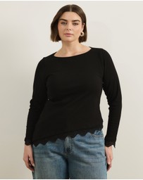Atmos&Here Curvy - Sienna Long Sleeve Lace Jersey Top