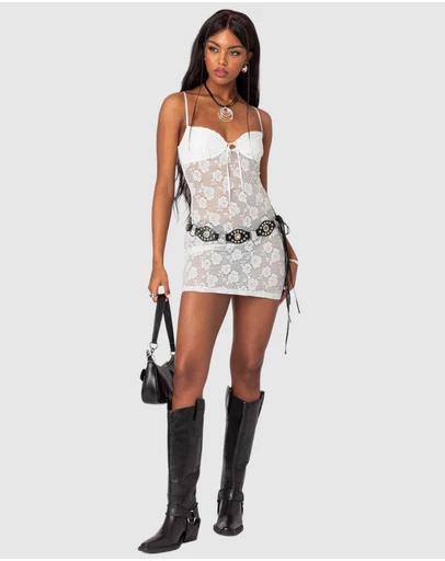 EDIKTED - Ayala Sheer Lace Mini Dress