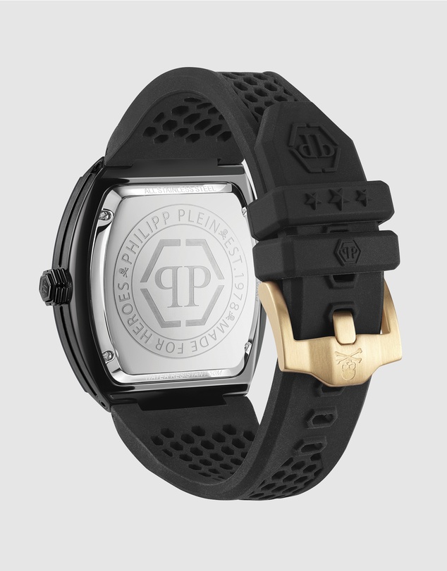Philipp Plein - Hexagon Phantom 44mm Black Dial and Strap with Gold-tone PP logo