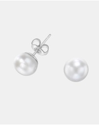 Dower & Hall - Women's White Timeless Freshwater Pearl Studs In Sterling Silver