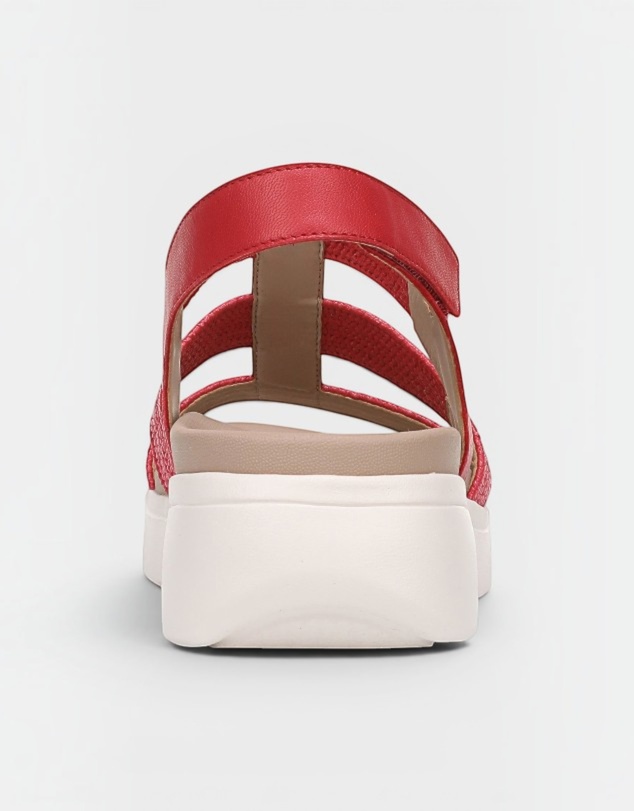 Vionic - Sabrina Flatform Sandal - Varsity Red Leather