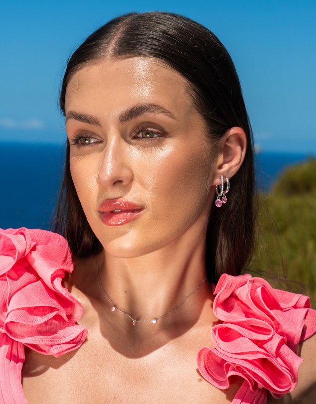 Georgini - Mirage Alice Morganite Cubic Zirconia Droplet Earrings Silver