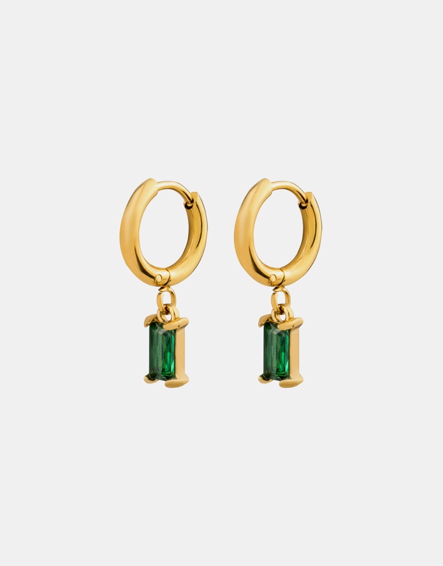 Zoe Olivia - Waterproof Mini Emerald Cut Pendant Hoops