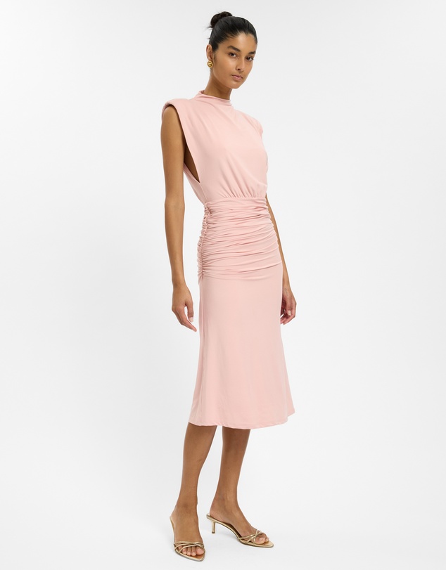 With Harper Lu - Structured Shoulder Midi Dress