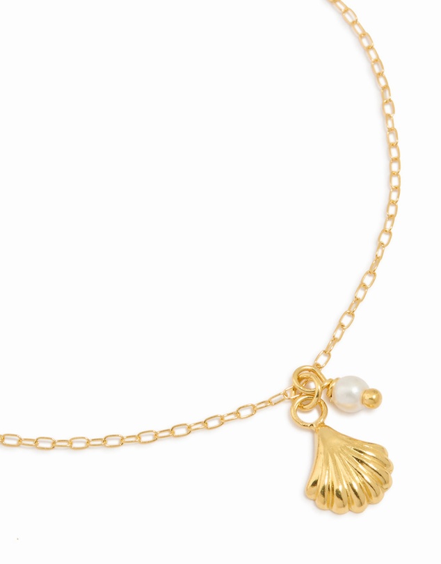 Lovisa - Gold Plated Sterling Silver Pearl & Shell Bracelet