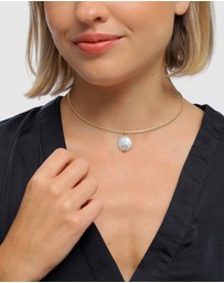 Elli Jewelry - Necklace Women Elegant White Shell Pearl 925 Sterling Silver Gold Plated