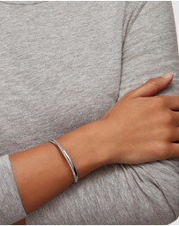 Swarovski - Hyperbola bangle, White, Rhodium plated