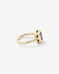 Michael Hill - Emerald Cut Created Sapphire Bezel Ring in 10kt Yellow Gold