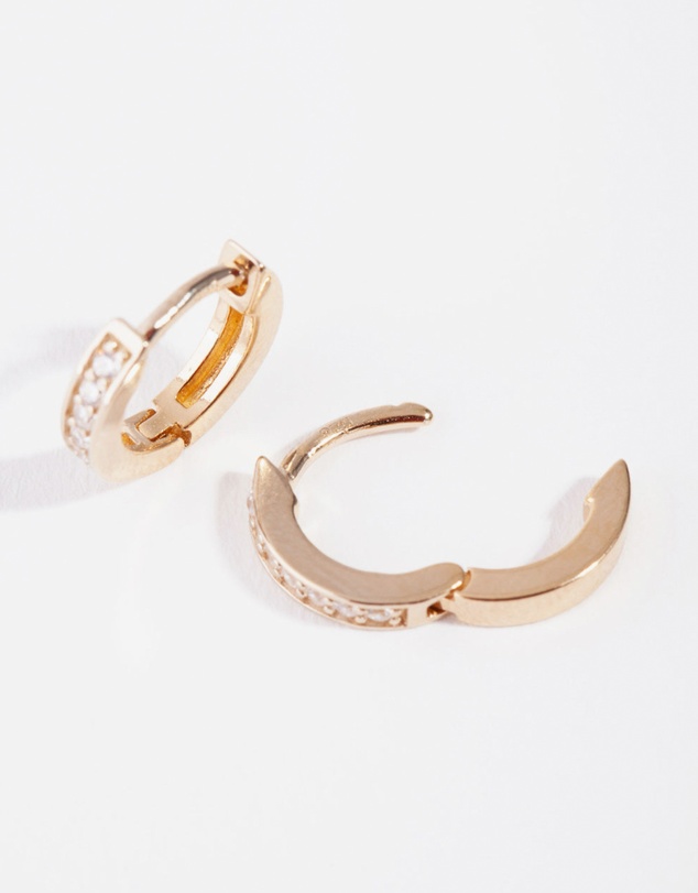 Lovisa - Gold Plated Sterling Silver Cubic Zirconia Huggie Earrings
