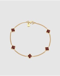 Kuzzoi - ICONIC EXCLUSIVE - Bracelet Male Cloverleaf Enamel Red 925 Sterling Silver Gold Plated