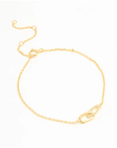 Lovisa - Gold Plated Sterling Silver Cubic Zirconia Link Oval Bracelet