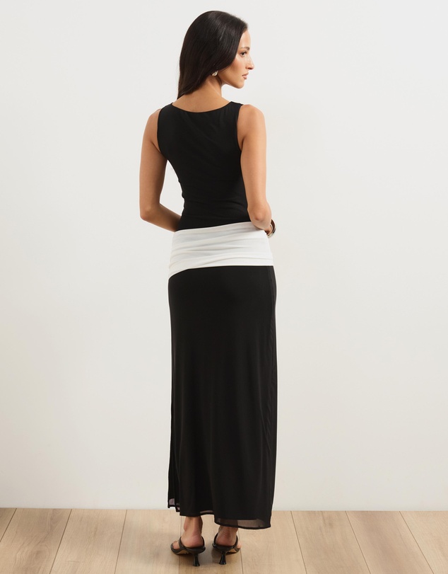 Atmos&Here - Lacey Contrast Mesh Midi Dress