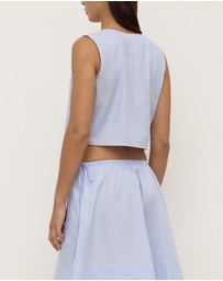 Assembly Label - Havana Stripe Poplin Tie Front Top