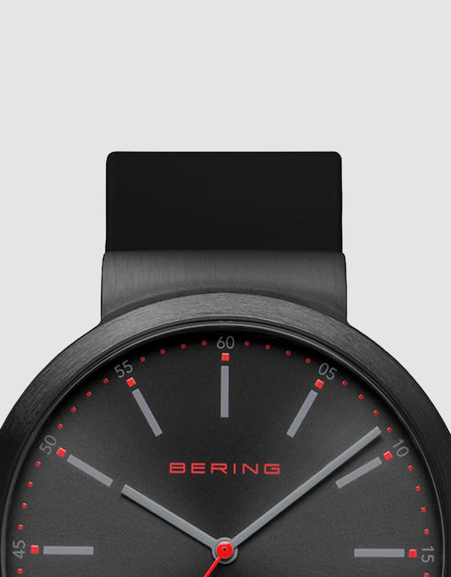 Bering - Bering Gents 41mm  Black Dial Black Silicon Strap Watch
