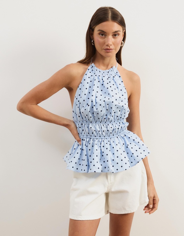 Atmos&Here - Georgia Ruched Cotton Halter Top
