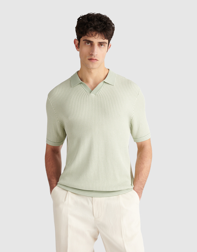 Peckham Rye  - Peckham Rye Open Collar SS Knitted Polo
