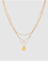 Elli Jewelry - Necklace Layer Crystal Disc 925 Sterling Silver Gold-Plated