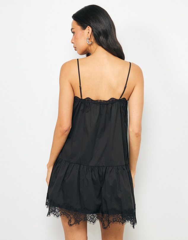AERE - Solene Lace Trim Mini Dress