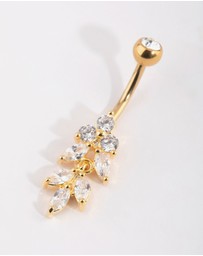 Lovisa - Gold Plated Titanium Marquise Diamante Belly Bar