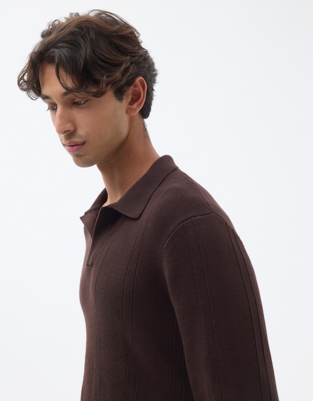 AERE - Organic Cotton Long Sleeve Polo