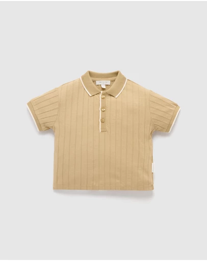 Purebaby - Rib Polo-Kids-Babies
