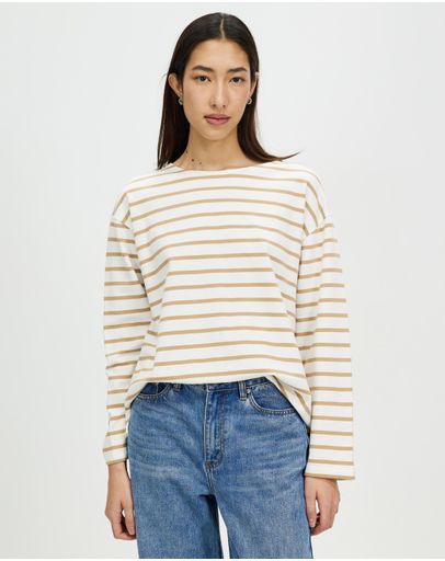 Tan & White Stripe