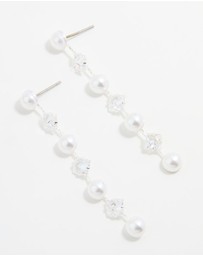Lovisa - Silver Plated Cubic Zirconia & Pearl Drop Earrings