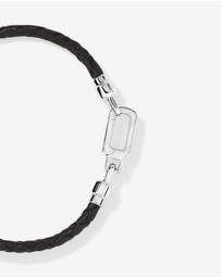 Michael Hill - Men's Braided Leather Bracelet with Sterling Silver