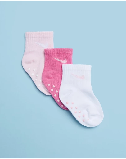 Nike - 3-Pack Core Swoosh No Slip Ankle Socks - Babies