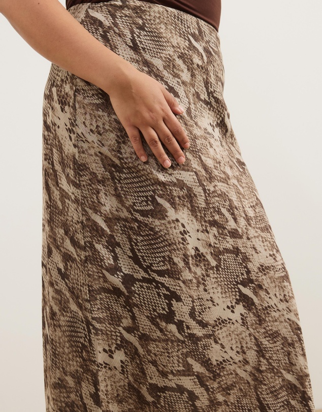 Atmos&Here Curvy - Kiera Snake Print Midi Skirt