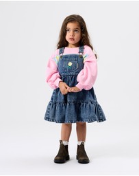 Goldie + Ace - Tully Tiered Denim Daisy Pinafore Dress - Babies-Kids