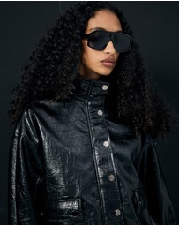 Lover - Lenore Funnel Croc Leather Look Bomber