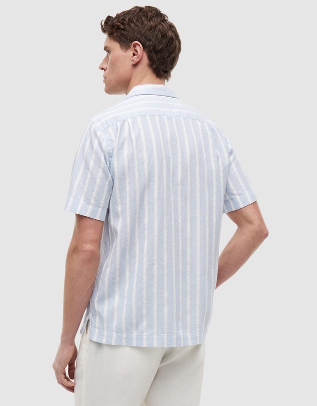 Tommy Hilfiger - Linen Blend Textured Stripe Short Sleeve Shirt