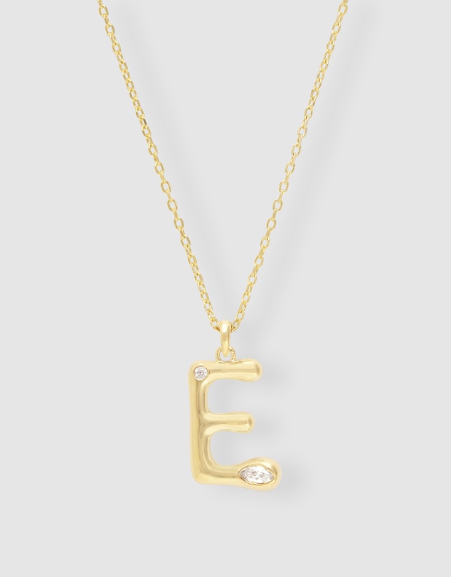 Wanderlust + Co - Alphabet Bubble Pendant Necklace - Letter E