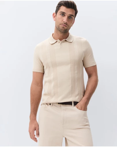 UNISON - Panel Stitch Knit Polo