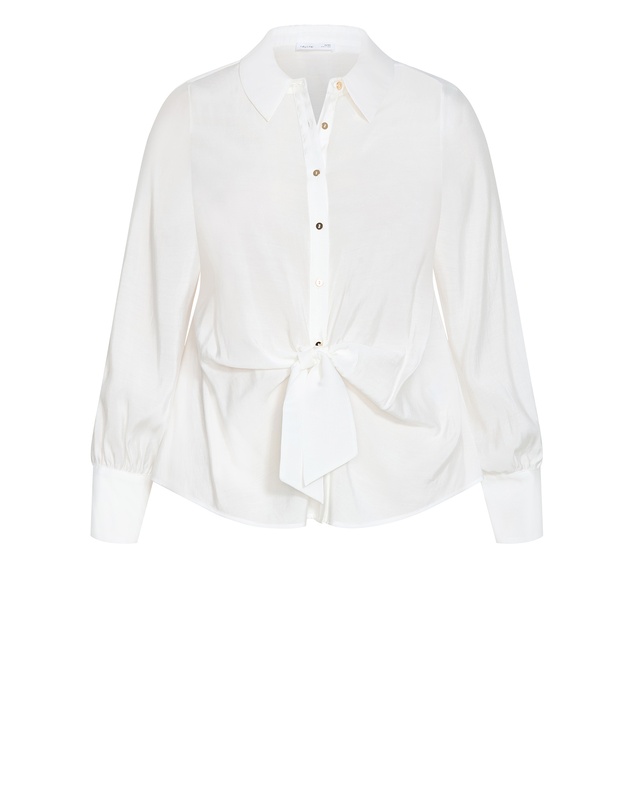 City Chic - Isabella Long Sleeve Tie Front Shirt