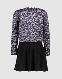 B.Nosy - Long Sleeve Floral Dress with Glitter Skirt - Kids-Teens