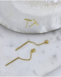 CA Jewellery - Linear Drop Earrings Gold