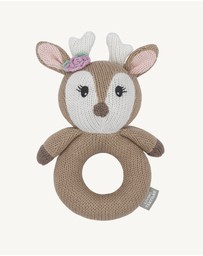 Living Textiles - Knitted Ring Rattle - Ava the Fawn