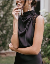 Petal & Pup - Anabelle Halter Neck Lace Maxi Dress - Black